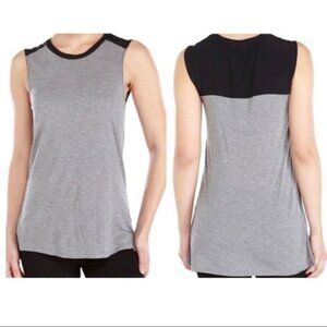 VINCE top black 100% silk & gray rayon modal tank top sleeveless muscle tee S